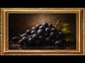 Dark Grapes Still Life – Classic Oil Painting with Soft Reflections | 4K Art | 1 Hour