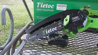 Tietoc Chainsaw 6 Inch Mini Electric Chainsaw Cordless Battery Powered, Wood/Trees Trimming REVIEW