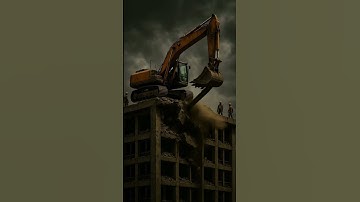 Horrifying Final Moments: Worker PLUMMETS as Excavator on Roof Triggers Total Collapse! 🙏 #tragedy