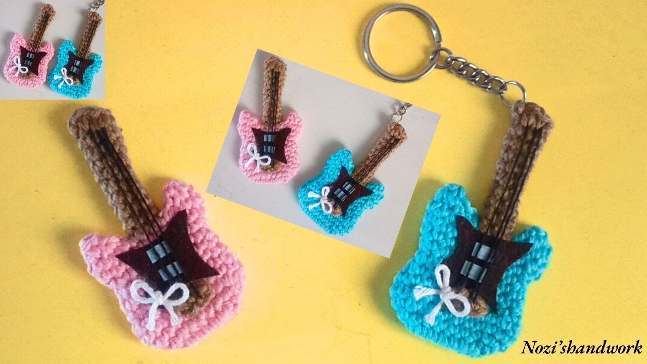 How to make Crochet Guitar Keychains🎸Easy and Quick to Follow -[ Eng ...