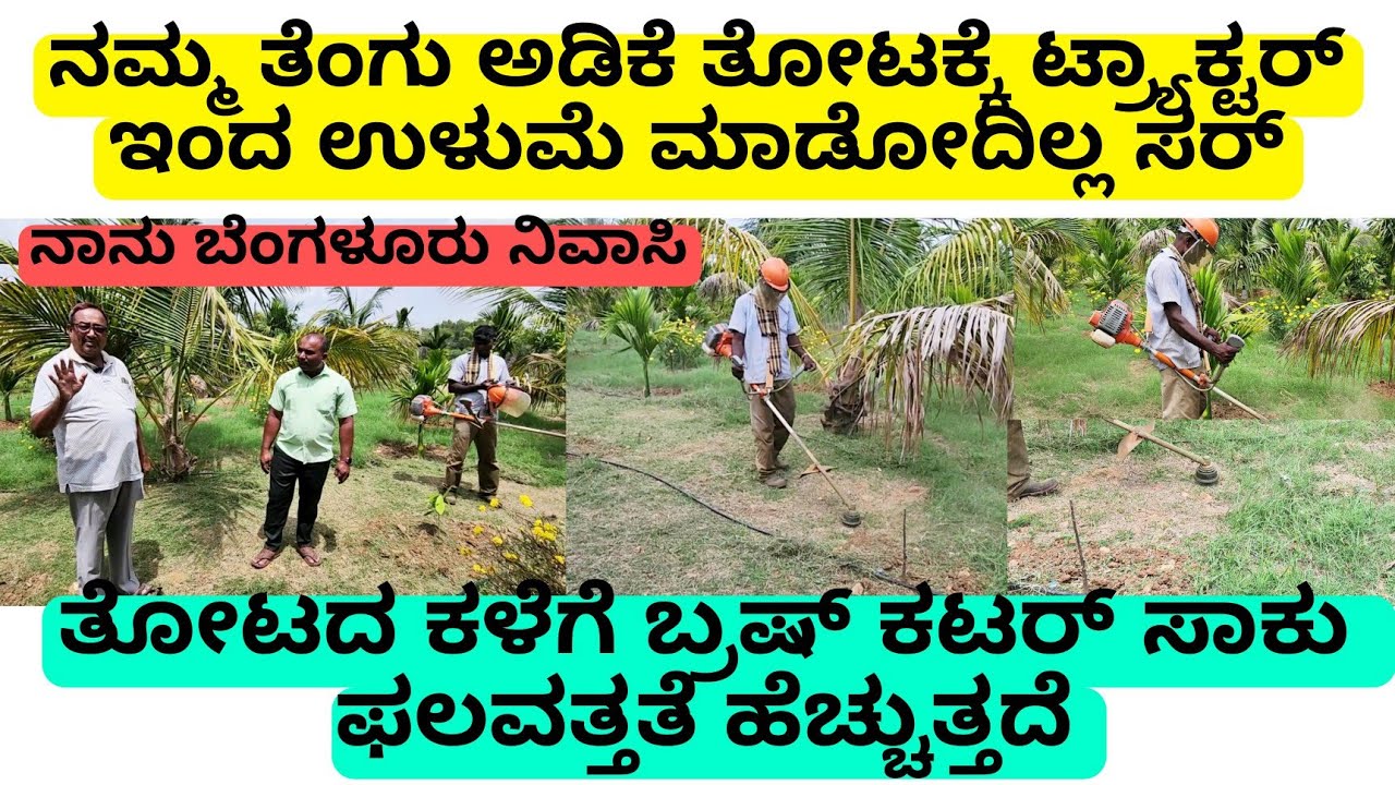 ತೆಂಗು ಅಡಿಕೆ ತೋಟಕ್ಕೆ ಉಳುಮೆ ಮಾಡೋದಿಲ್ಲ | ಕೇವಲ ₹2000/- ಮುಂಗಡ ಪಾವತಿಸಿ brush ಕಟರ್ ನಿಮ್ಮ ಮನೆಗೆ | brush