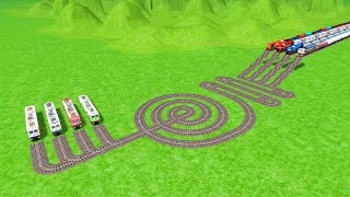 EIGHT TRAINS IMPOSSIBLE CROSSIN CIRCLE CURVED RISKY BUMPY TRACKS😱 train Simulator| #railway #railfan
