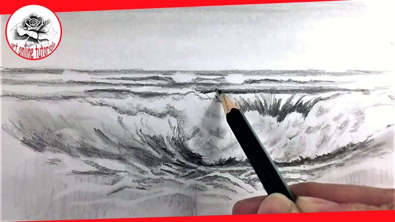 ocean waves pencil drawing