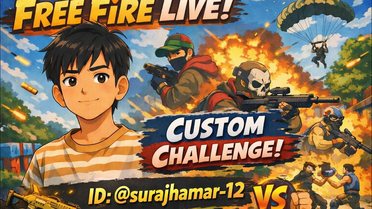 FREE FIRE LIVE CUSTOM 🔴 | OP Gameplay + 1v1 Challenge | ID @surajhamar-12