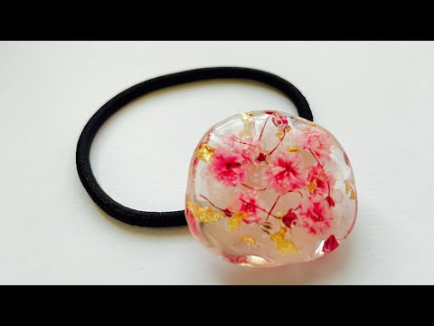 No.578 ハンドメイド ドライフラワー レジンヘアゴム レジン