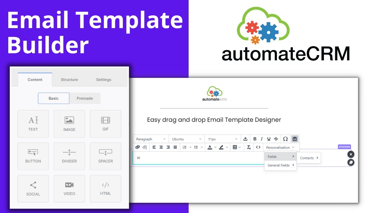 automateCRM Email Template Builder