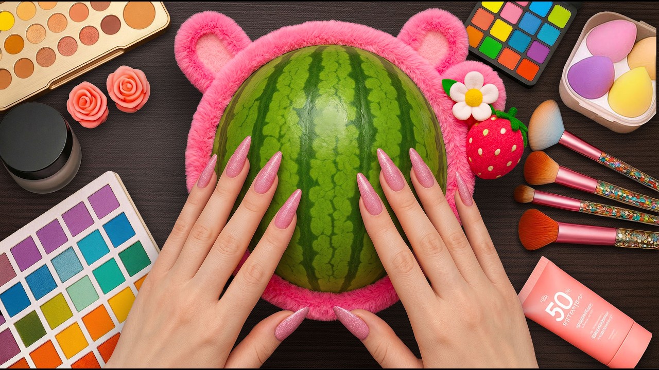ASMR Makeup on Watermelon (No Talking)