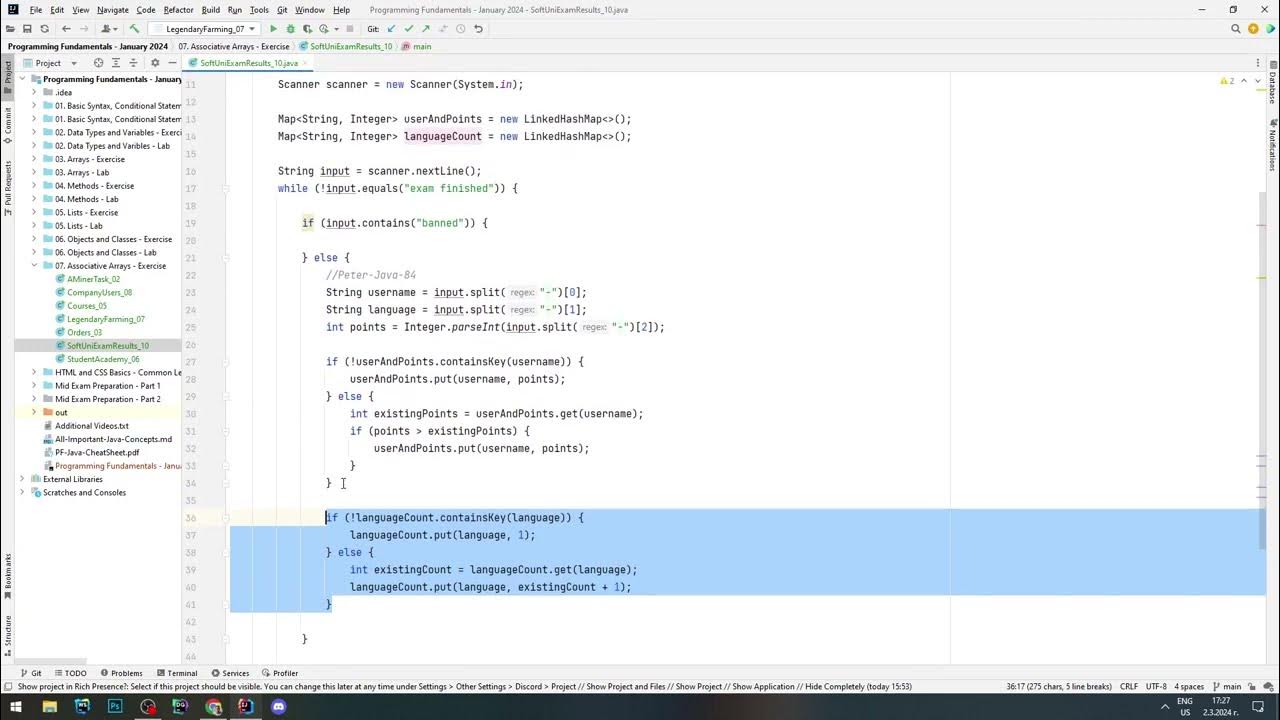 SoftUni Java Fundamentals | Maps - Exercise | 10. SoftUni Exam Results ...