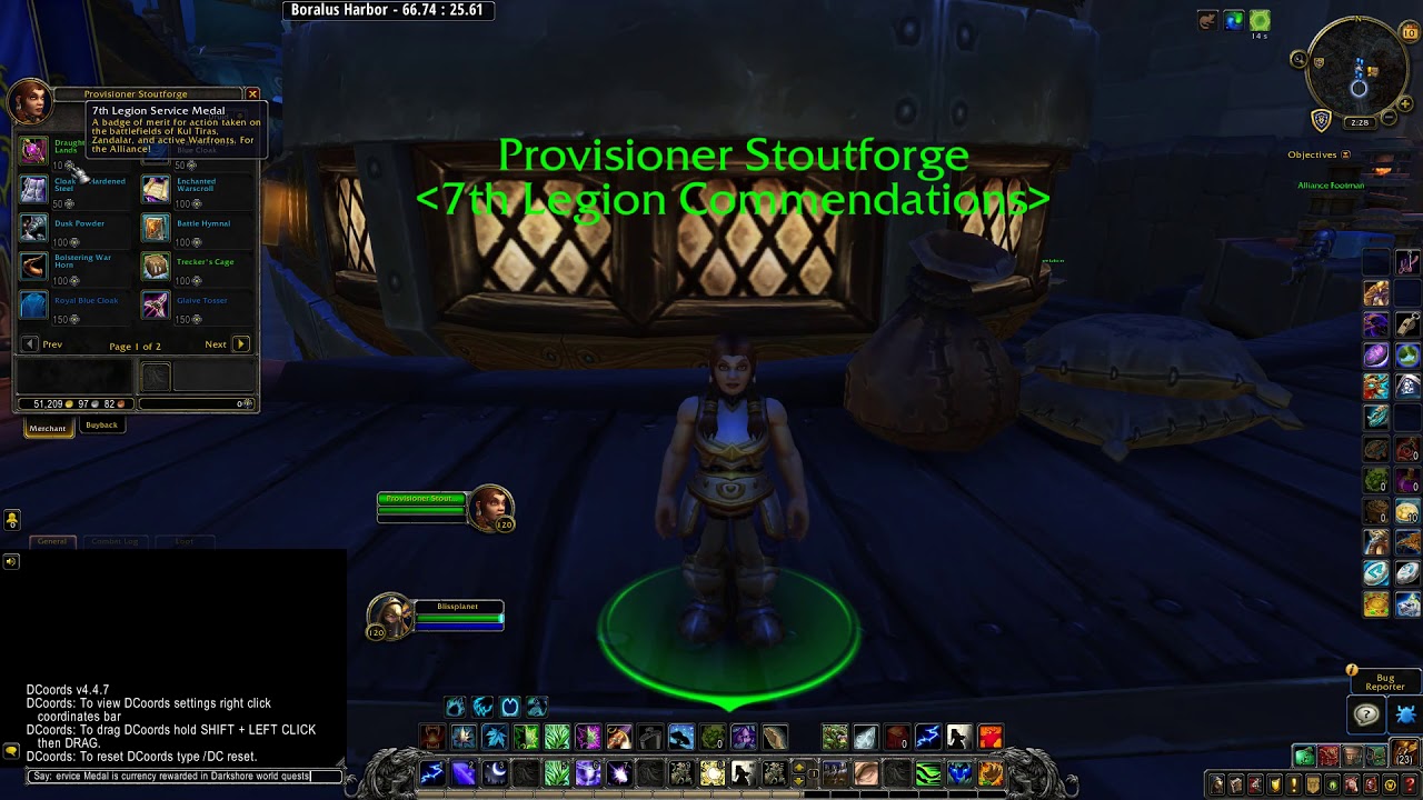 7th Legion Commendations Vendor | Patch 8.1 Warfront: Darkshore Rewards