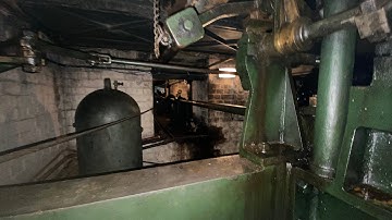 Under the beam engine at Tees Cottage Pumping Station (valves, separate condenser and cam shaft)