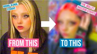 *CRAZY* HAIR TRANSFORMATION | mullet, raccoon stripes, bleached eyebrows