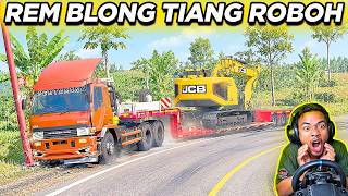 REM BLONG! Truk Fuso Muatan Excavator Hantam Tiang Lampu Sampai ROBOH! 😱 | ETS2