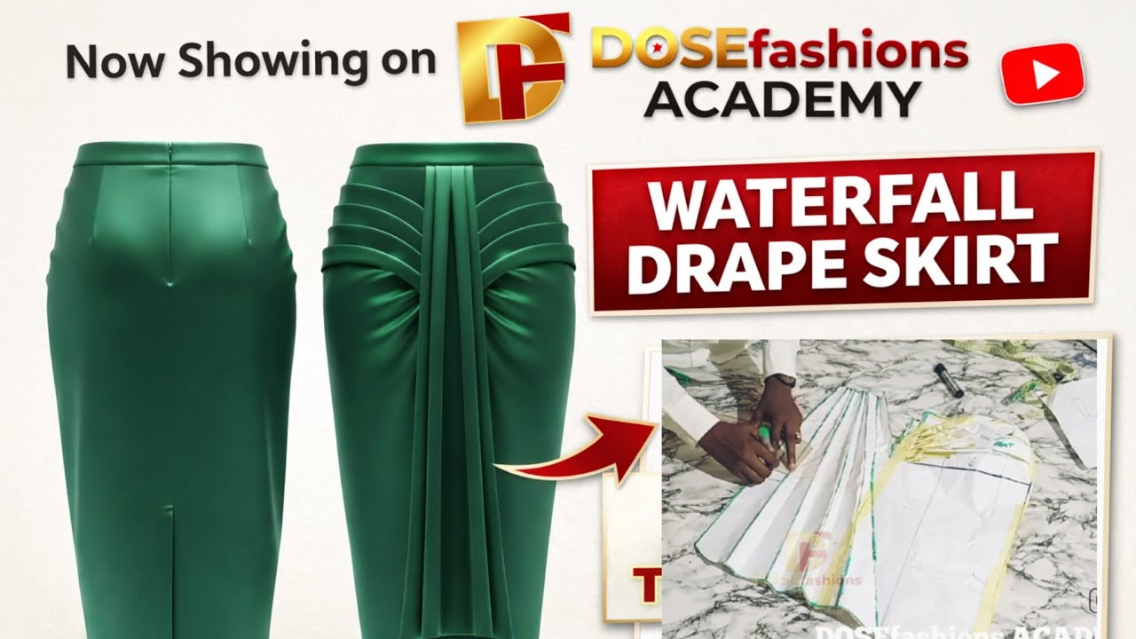 ​How to Draft a Waterfall Draped Skirt | Step-by-Step Pattern Making Tutorial 