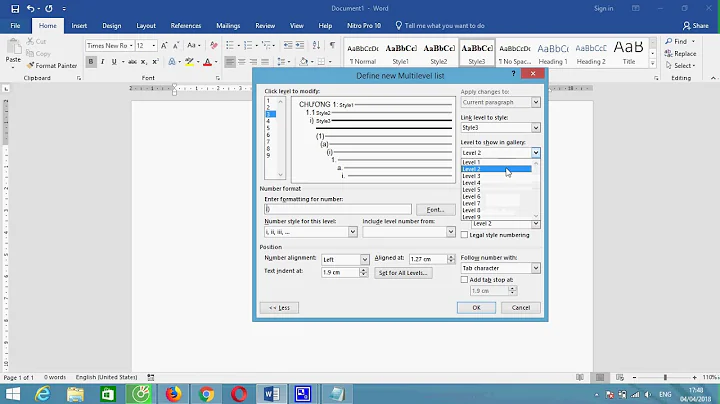 Thực hành Multilevel list & Style với Word 2016