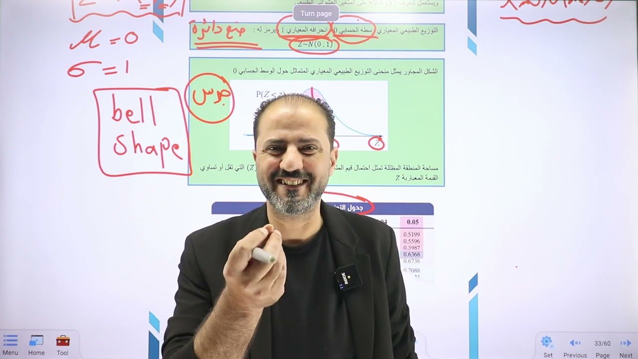 الدرس الرابع التوزيع الطبيعي المعياري ج1 #رياضيات_الأدبي #الاستاذ_محمود_ابودية