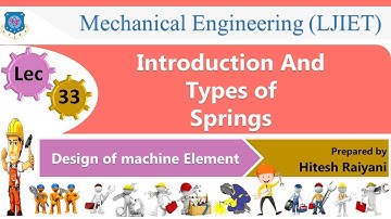 L 33 Introduction And Types of Springs I Design of machine elements I Mechanical
