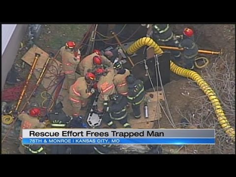Man rescued following trench collapse in Kansas City - YouTube