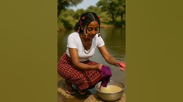 Eritrean kunama woman washing her clothes out in the river#eritrea#Kunama#foryoupage