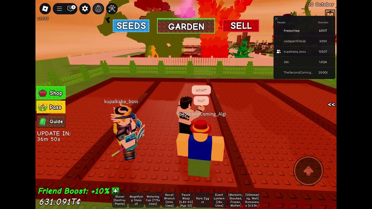 Playing gag stands for grow a garden 