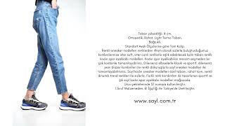 Sayl Kadın Füme Siyah Çok Renkli Kalın Taban Sneaker Günlük Spor Ayakkabı