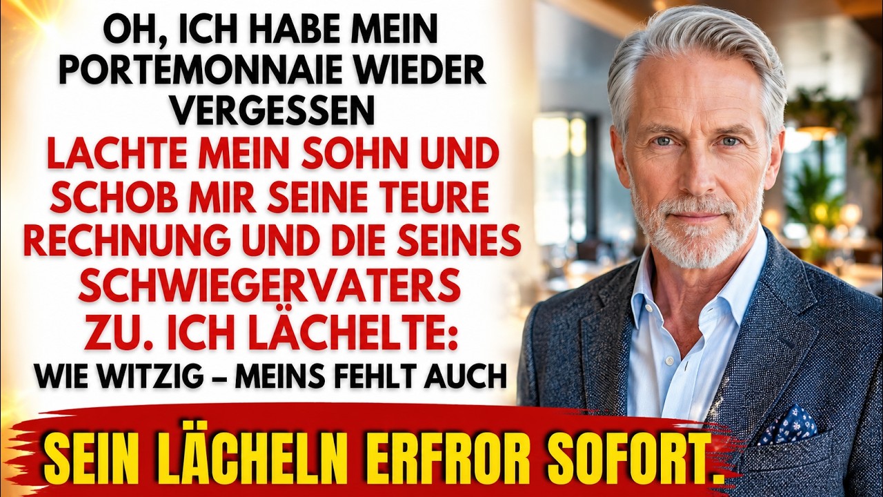 Am Vatertag schob mein eigener Sohn mir die Rechnung für ein Abendessen über den Tisch, das teurer war als mein erstes Auto. „Oh Mann, ich hab mein Portemonnaie schon wieder zu Hause gelassen“,...