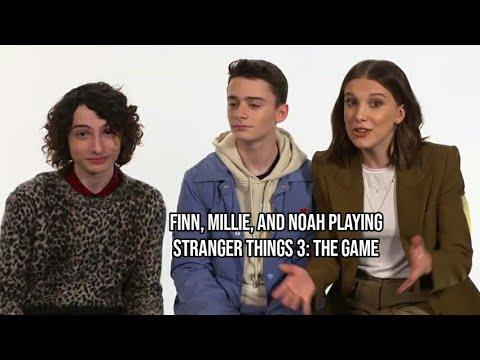finn, millie, and noah playing stranger things 3: the game