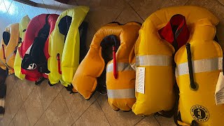 An annual inspection of inflatable life jackets