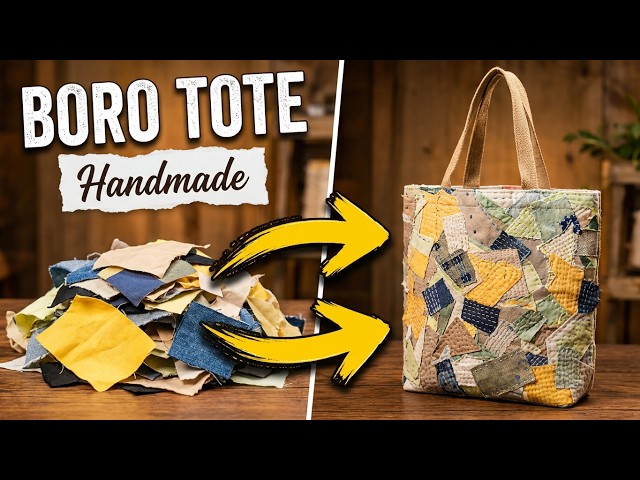 DIY Boro Inspired Patchwork Tote Bag | Beautiful Textile Art Bag