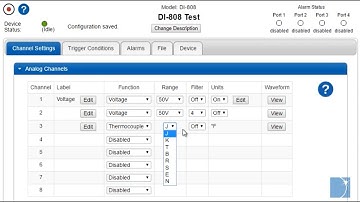 DATAQ Instruments DI 808 Web-based Voltage and Thermocouple Data Logger
