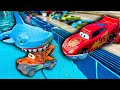 Disney pixar cars falling into deep pool lightning mcqueen tow mater mack sally francesco