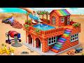 Science Project Builds a 2-Story Villa with a Fish Tank and a Modern Swimming Pool -DIY Mini Tractor