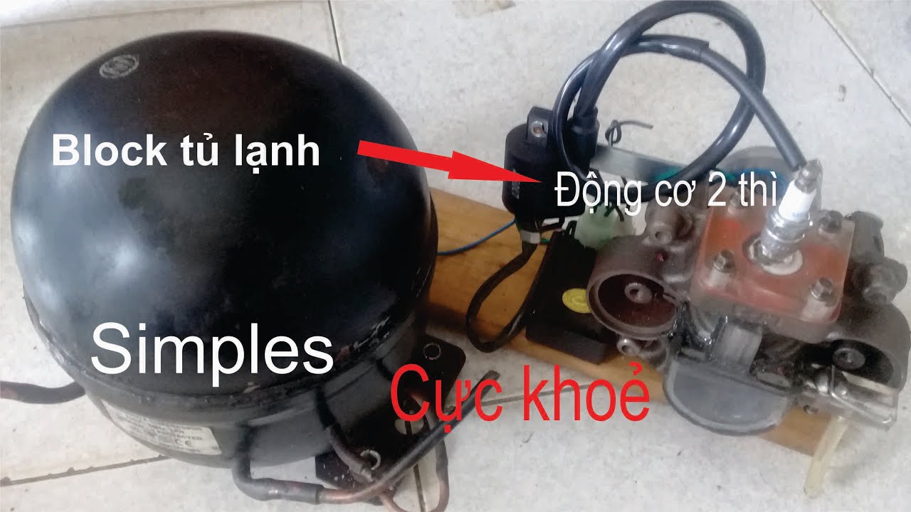 Cách chế Động cơ 2 thì từ block tủ lạnh hư-rất đơn giản-chạy bằng xăng cực khoẻ