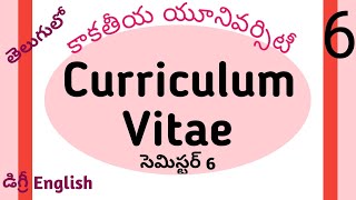 Letters and Curriculum Vitae Kakatiya Degree Semester 6 English