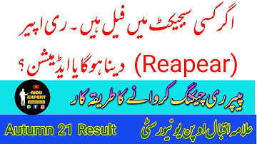 Aiou Admission Or Reapear In Fail subject | How to Apply Aiou Recheck Fail subject Application
