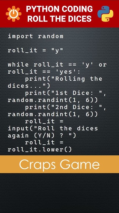 Rolling two dices | Craps Game | Beginners Code #shorts #python # ...