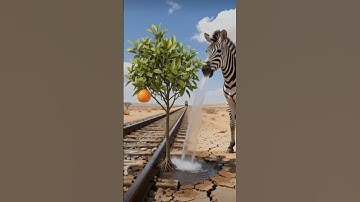Zebra saved the Orange tree from drying up by watering it 😭 #ai #save #tree #zebra