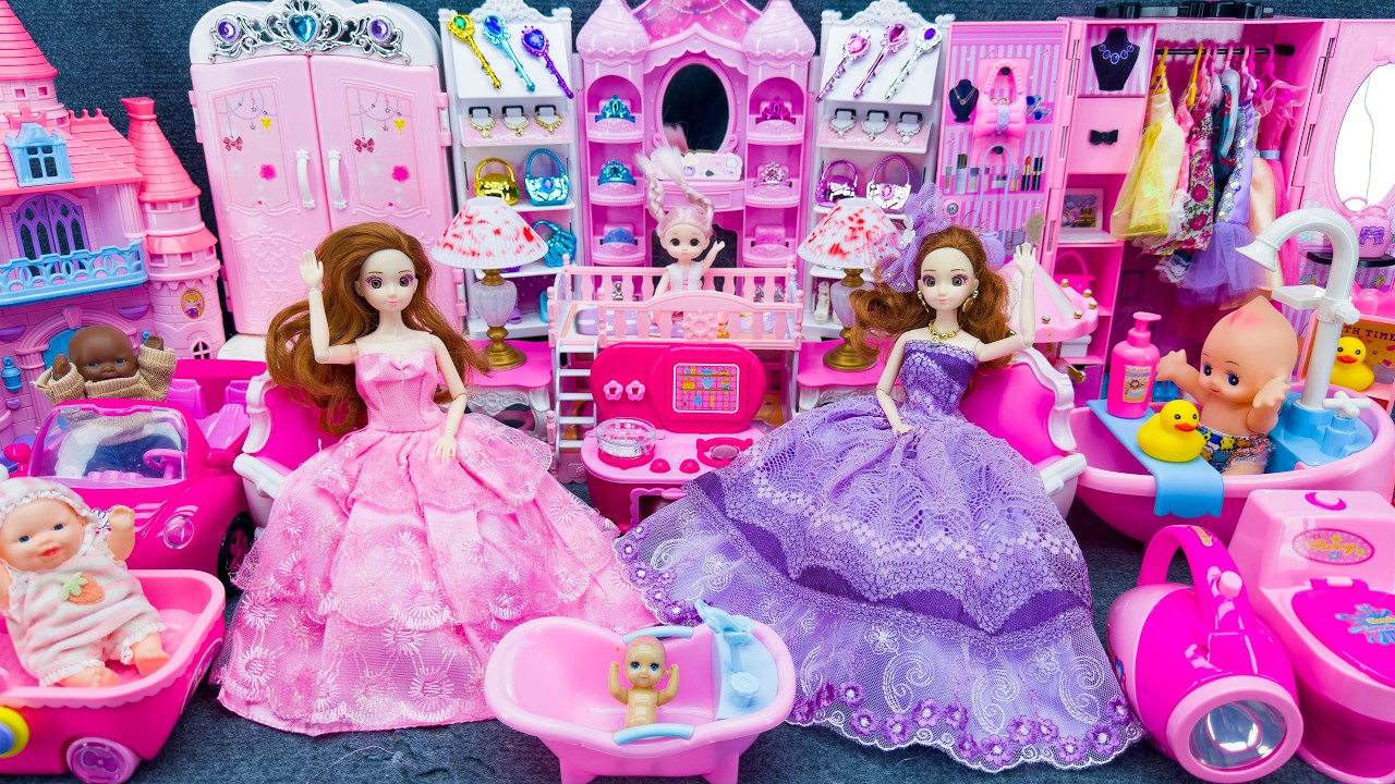 20 Minutes Satisfying Unboxing Barbie Princess Wardrobe & Bathroom, Pink Kitchen Bedroom Toys Review