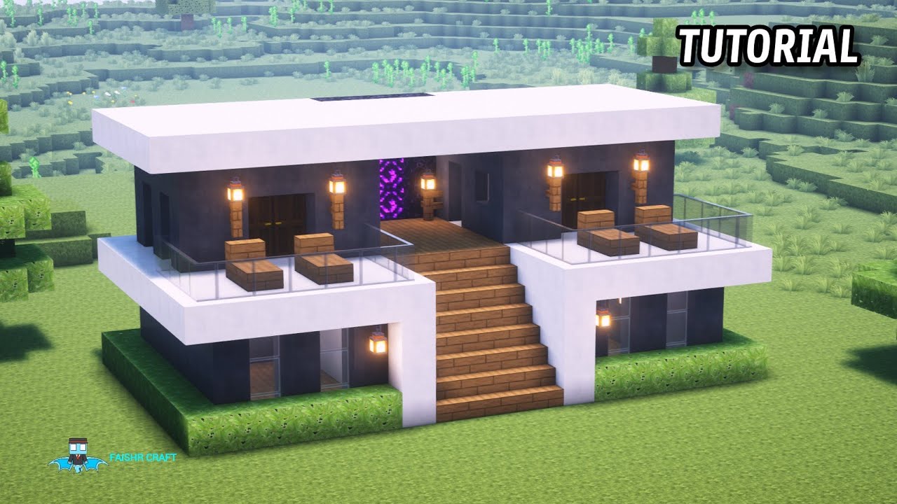 Epic Minecraft Builds: Modern House with a Portal Tutorial - マイクラビルダーズ
