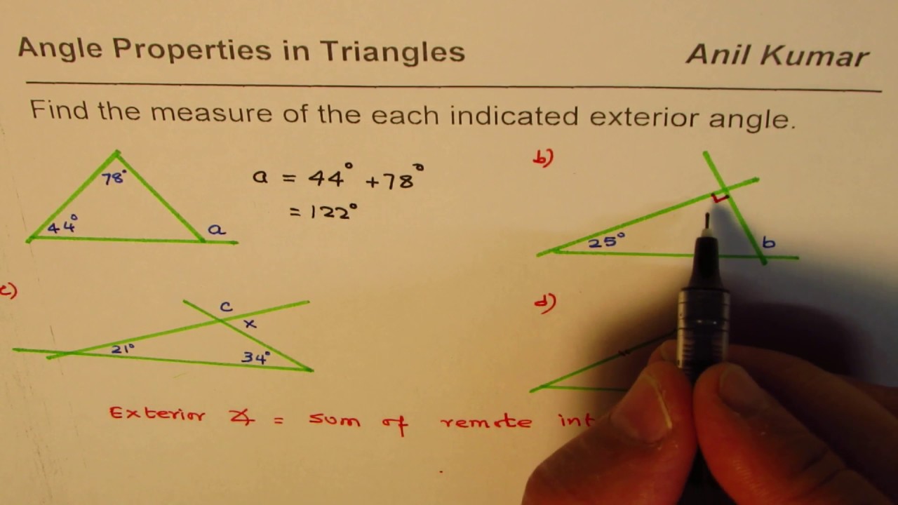 Exterior Angle As Sum Of Remote Interior Angle