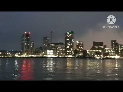 Fireworks at Liverpool waterfront before new cruise ship Queen ann departure