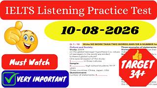 IELTS LISTENING TEST 2026 | IELTS LISTENING PRACTICE TEST WITH ANSWERS 2026 | 10.08.2026