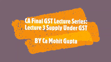 CA Final GST Lecture Series: Lecture 3 Concept of Supply II BY Ca Mohit Gupta