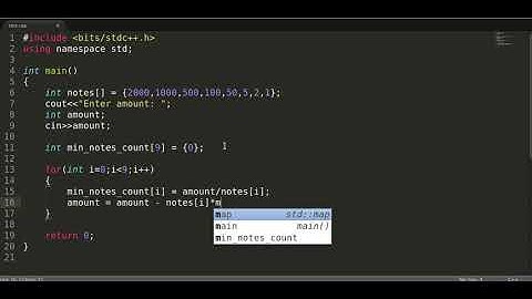 C++ Interview: Find minimum number of currency notes and values that sum to given amount