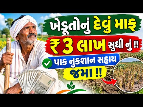 દુષ્કાળ જાહેર જાણો ક્યાં જિલ્લામાં લાભ મળશે || paak Vima Yojana 2026-27 || 3 laakh devu maaf karo