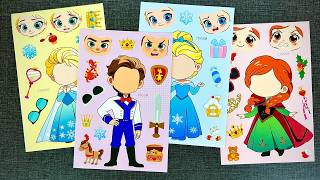 [🌸paper Diy🌸] Frozen Princess 3 Sticker Book Makeover ✨ Elsa, Anna & Prince Hans | Satisfying Asmr