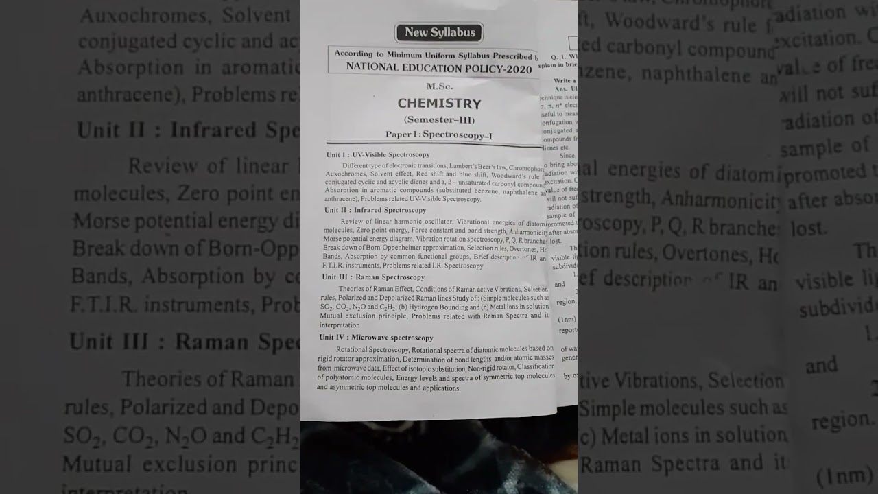 msc third semester spectroscopy syllabus