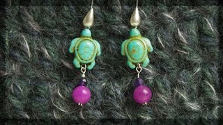 ピアス作り奮闘記 ターコイズ×ピンク色のピアス　diy earrings turquoise blue and pink