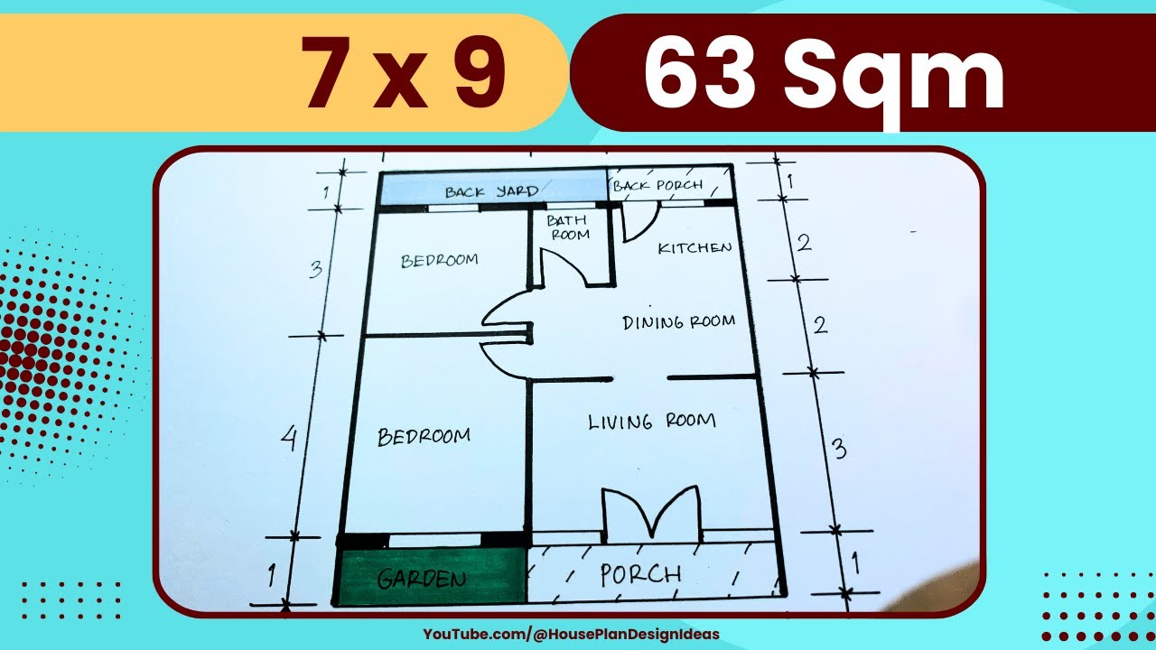 63 square meter House Plan Design 7x9 meters 2 Bedroom - YouTube