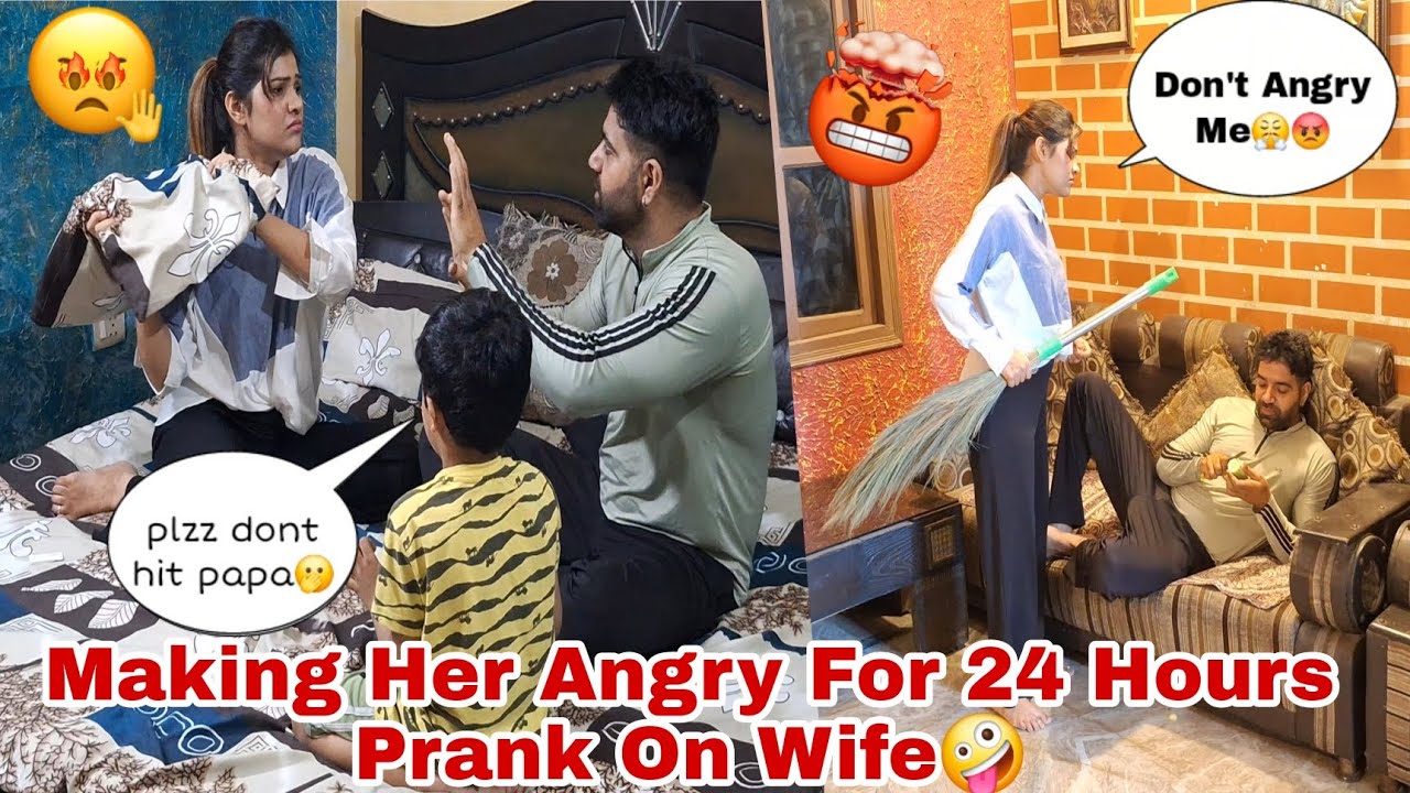 Making her angry😤for 24 hours | prank on wife🤣 बीवी को दिलाया गुस्सा😡 Funny reaction #viral #prank