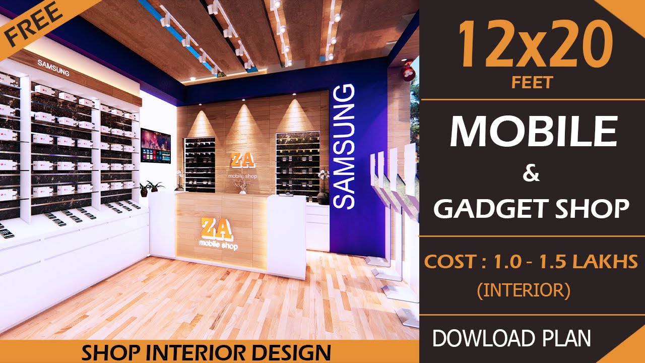 12x20 Mobile shop Corner Mobile shop interior design Modern mobile